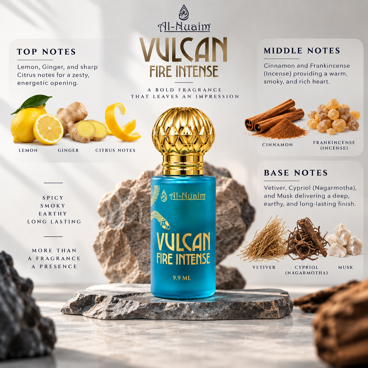 Al Nuaim Vulcan Fire Intense Attar Perfume Oil - 9.9ml