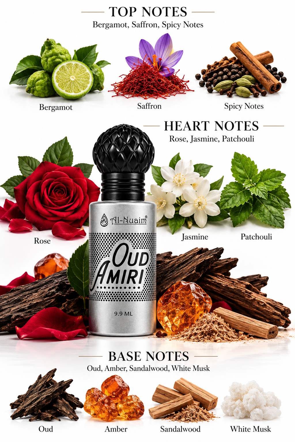 Al Nuaim Oud Amiri Attar Perfume Oil - 9.9ml