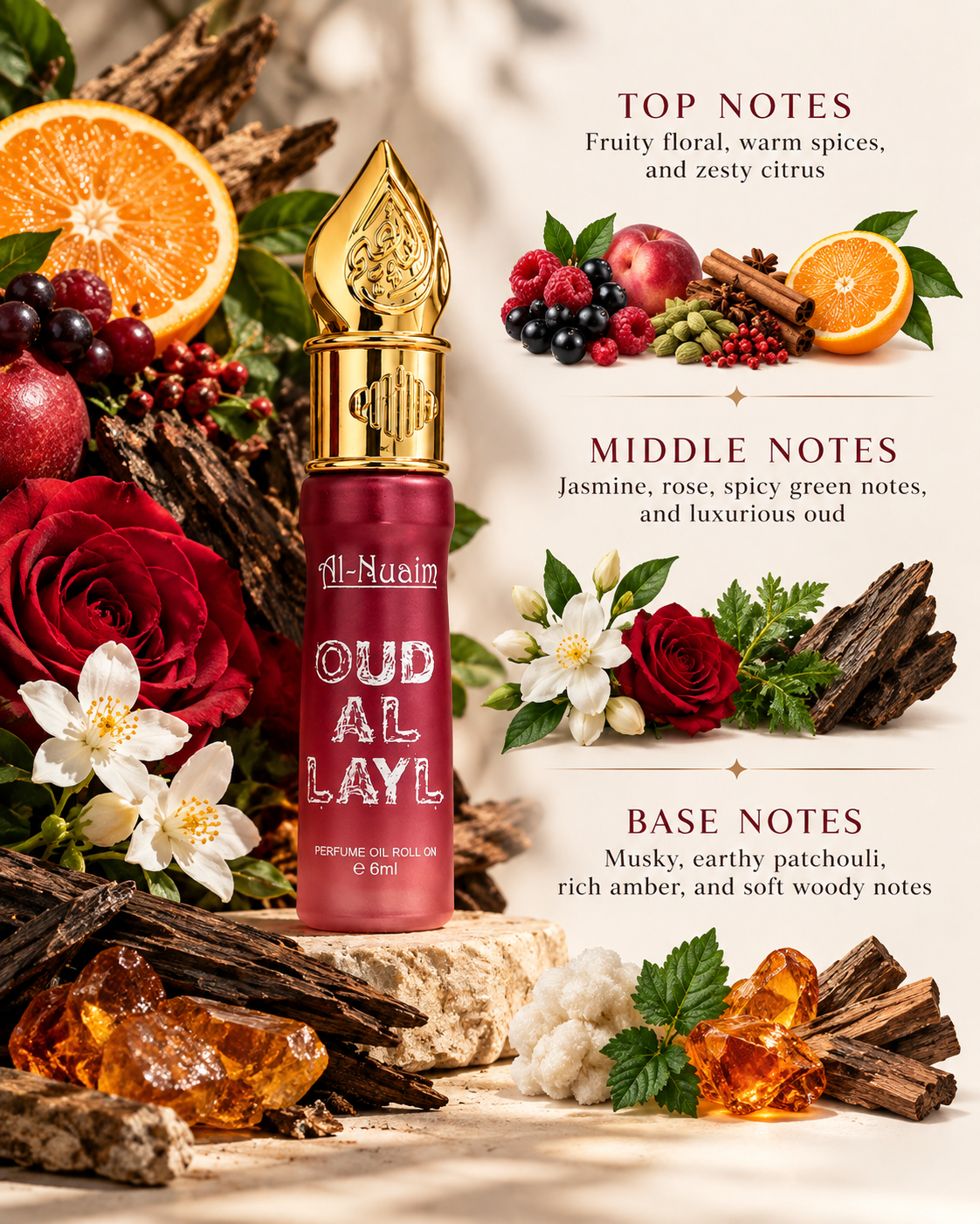 Al Nuaim Oud Al Layl Attar Perfume Oil - 6ml