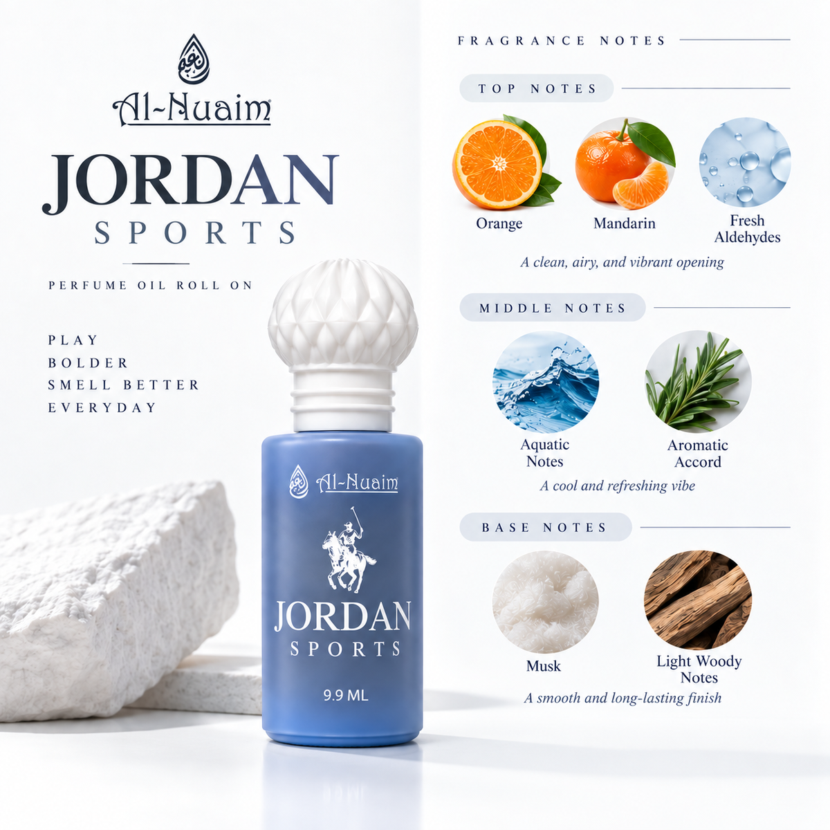 Al Nuaim Jordan Sports Attar Perfume Oil - 9.9ml